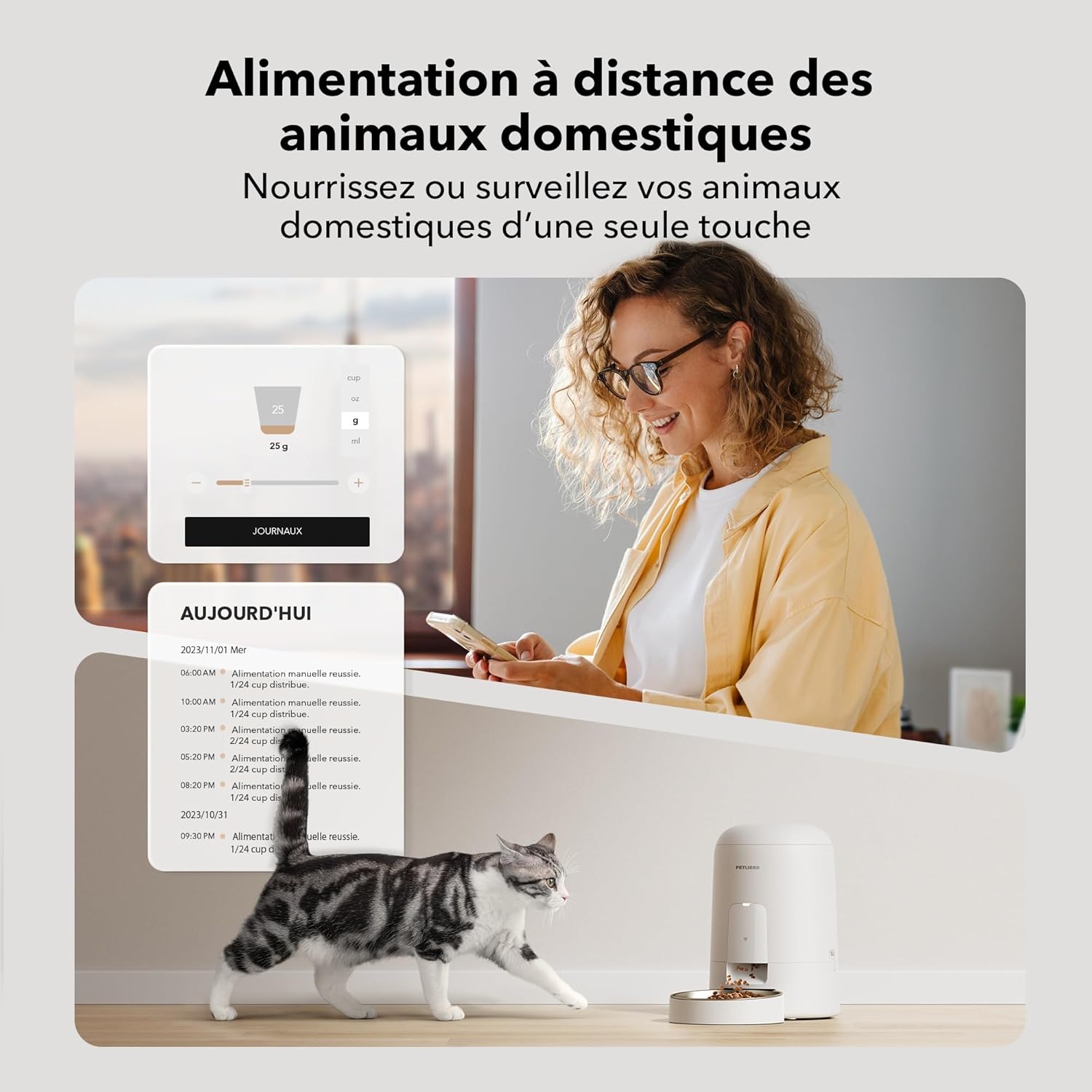 Thumbnail 3 de PETLIBRO Distributeur de croquettes automatique pour chat 2,4G WiFi rechargeable – 2 L