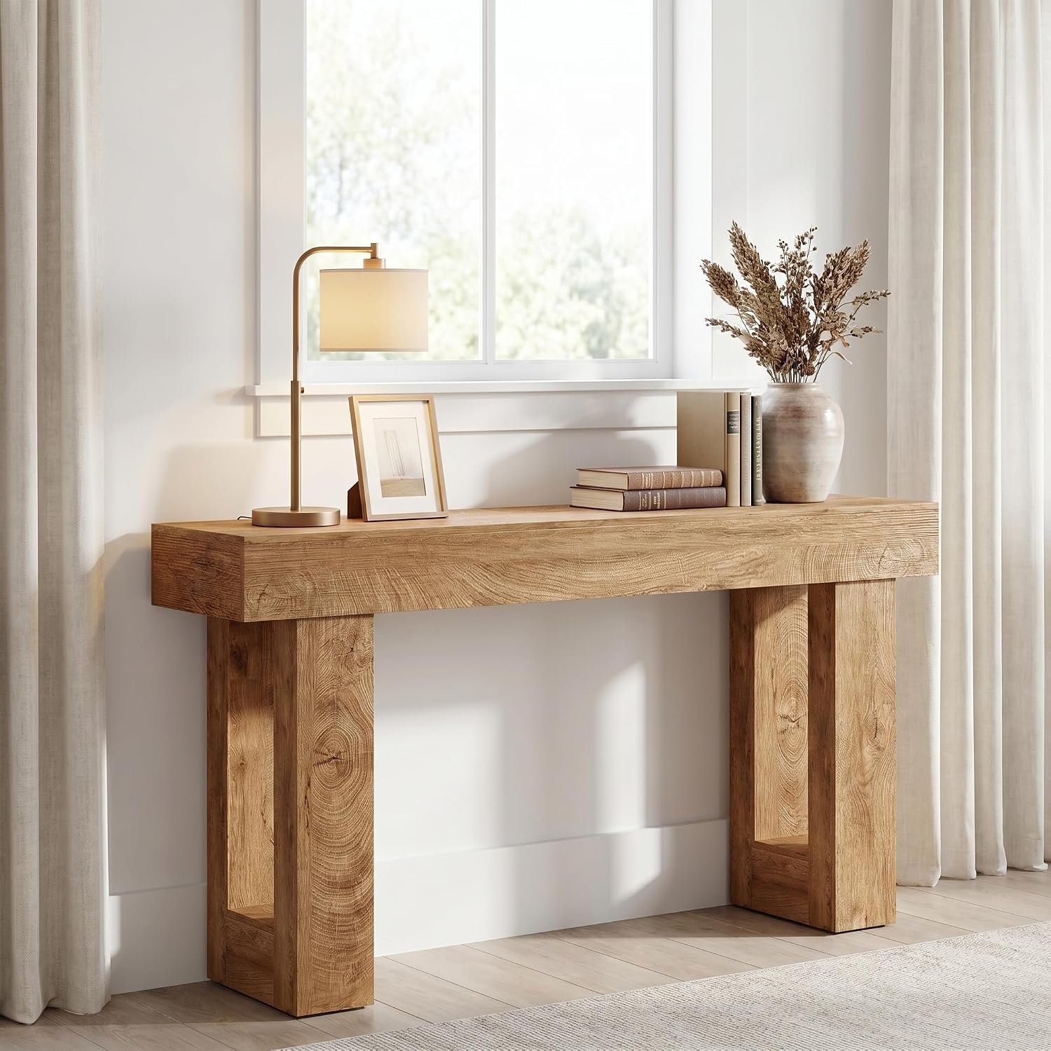 Detalle de LITTLE TREE FCCA-ES57 63-Inch Oak Console Table for Entryways