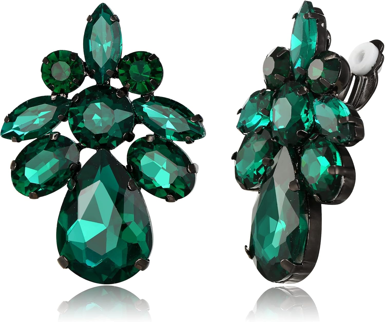Thumbnail 6 de Clearine Clips d'oreilles Boucles à Clip – goutte d'eau doré clair pour mariée et fête