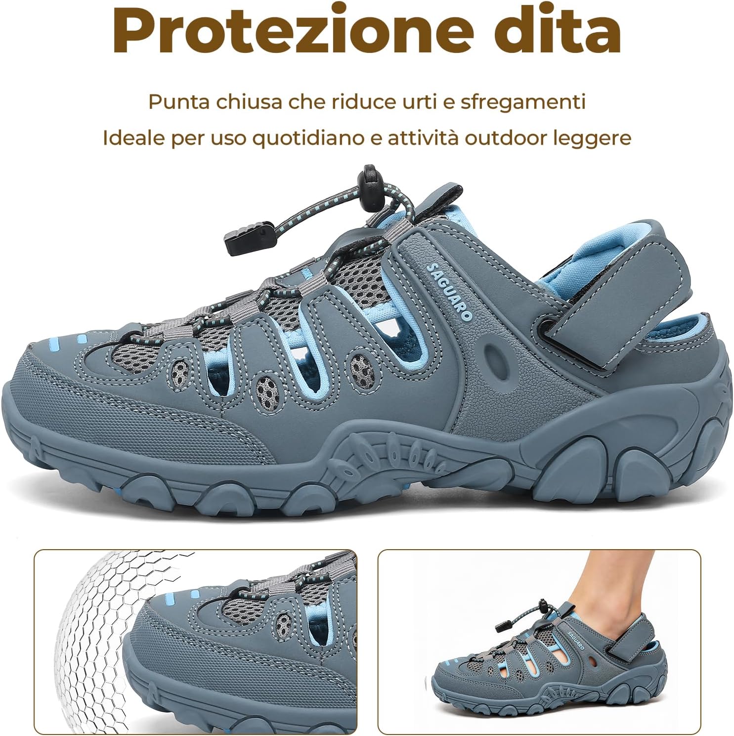 Detalle 2 de SAGUARO Sandali Donna Antiscivolo e Traspiranti – Sandali da Trekking 36-42 EU