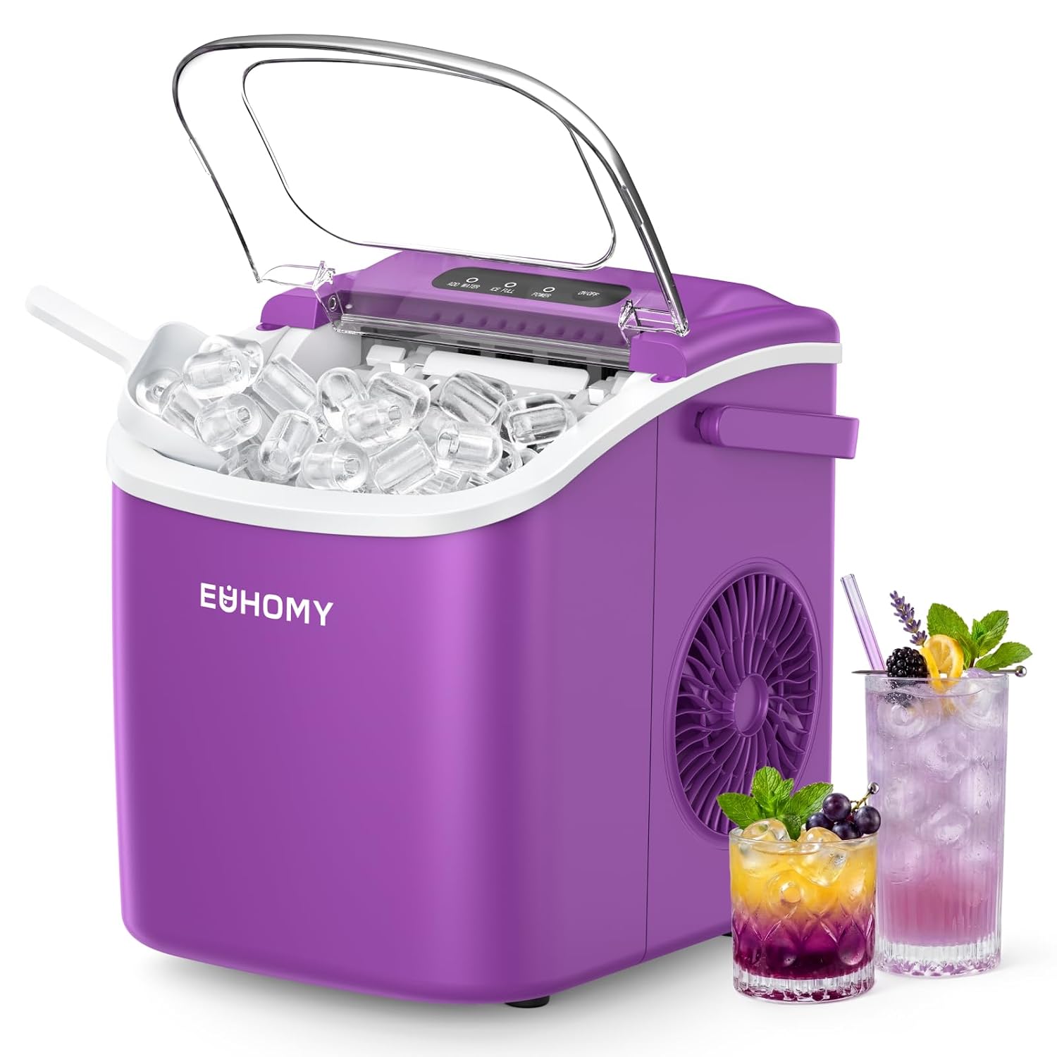 Detalle de EUHOMY IM-06E Countertop Ice Maker with Handle, Bullet Ice and Auto-Cleaning