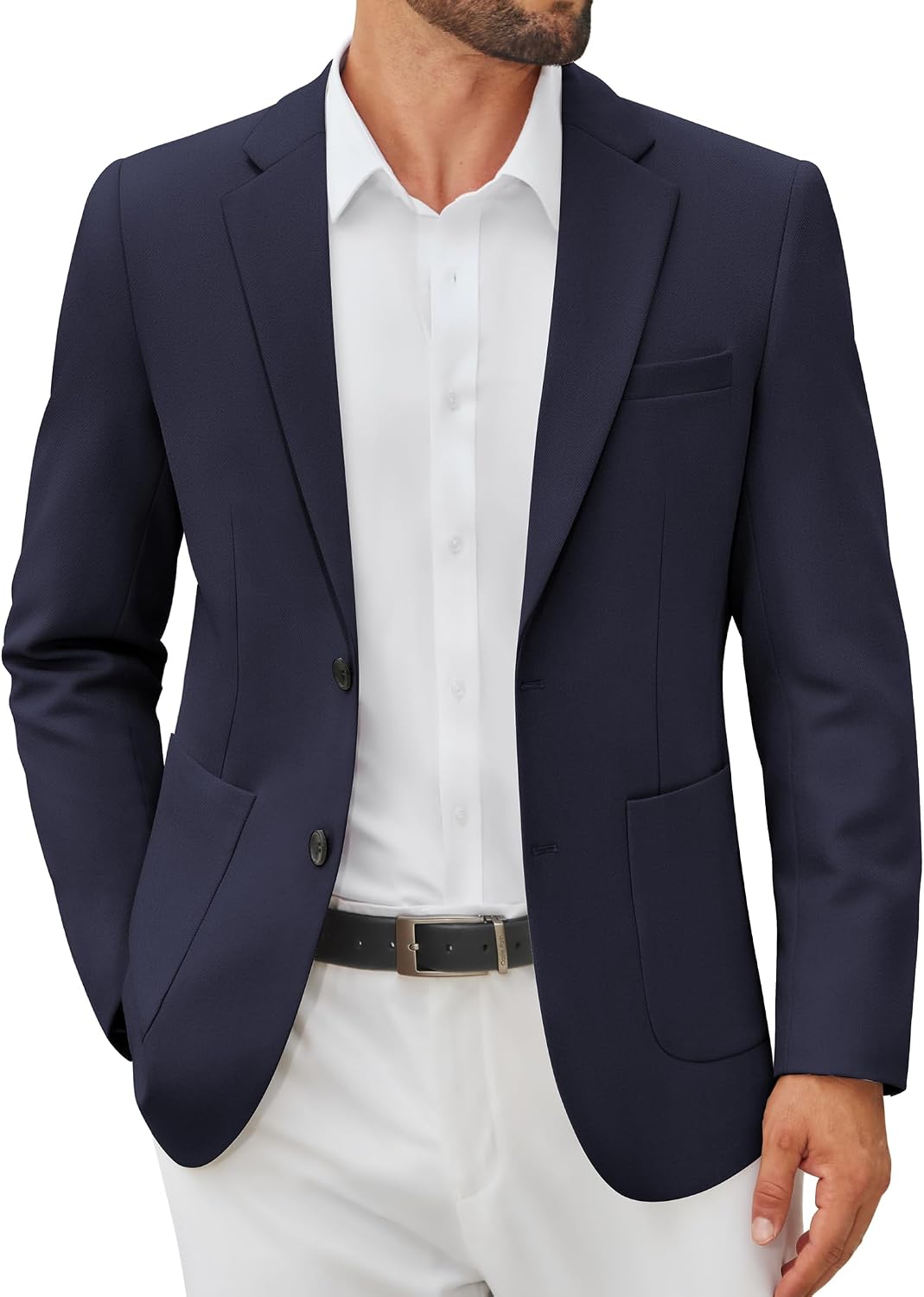 Detalle de COOFANDY Men's Casual Knit Blazer Jacket Slim Fit Two-Button Sport Coat