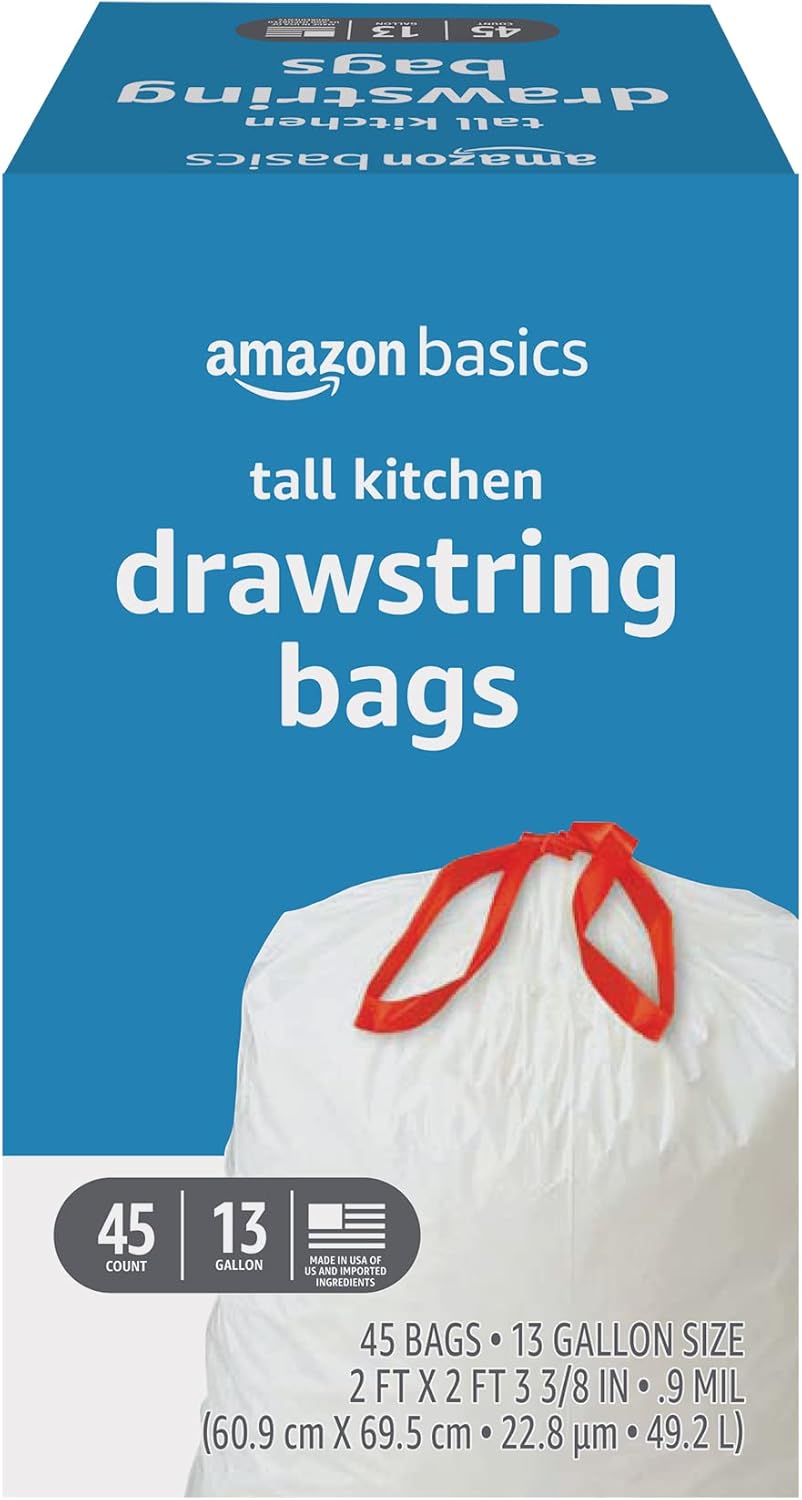 Thumbnail 6 de Amazon Basics 13-Gallon Drawstring Kitchen Trash Bags, 0.9 Mil Thick, 120 Count