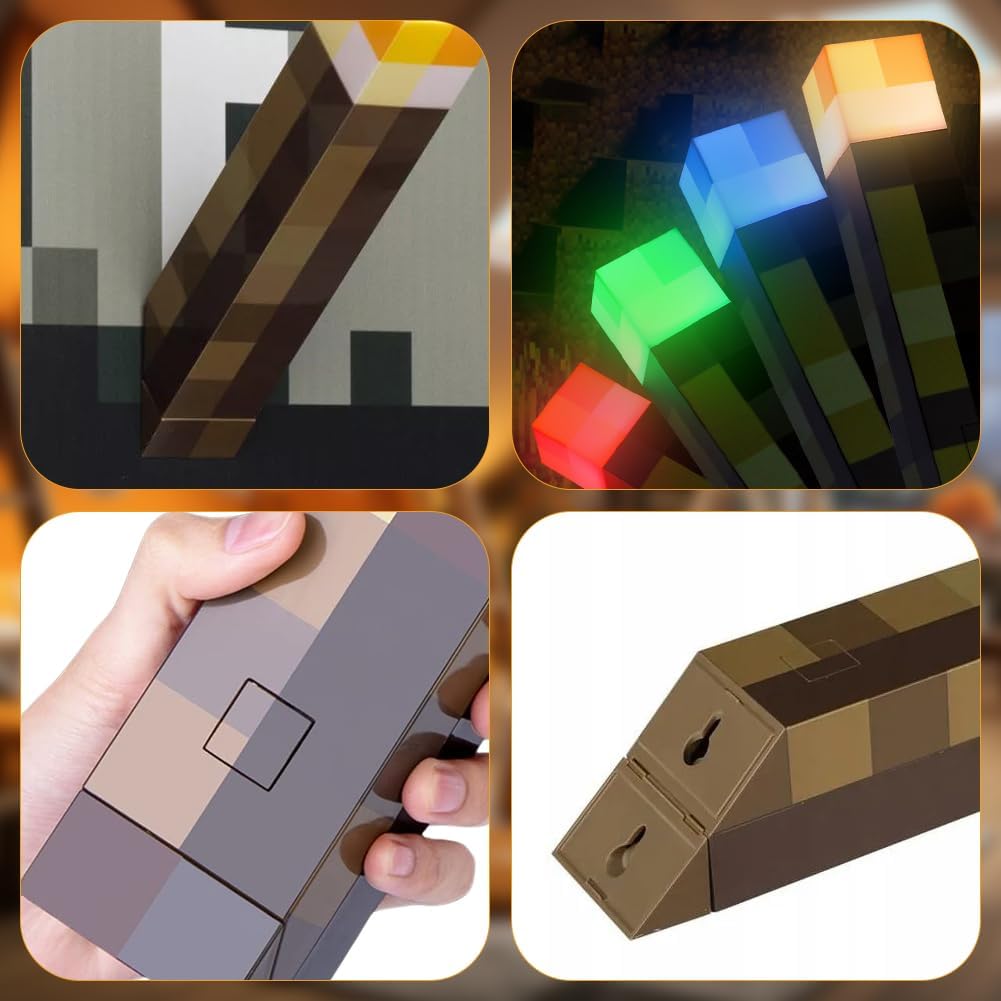 Thumbnail 2 de Lampada da parete Miner Craft 28 cm con luce notturna USB ricaricabile e 4 colori
