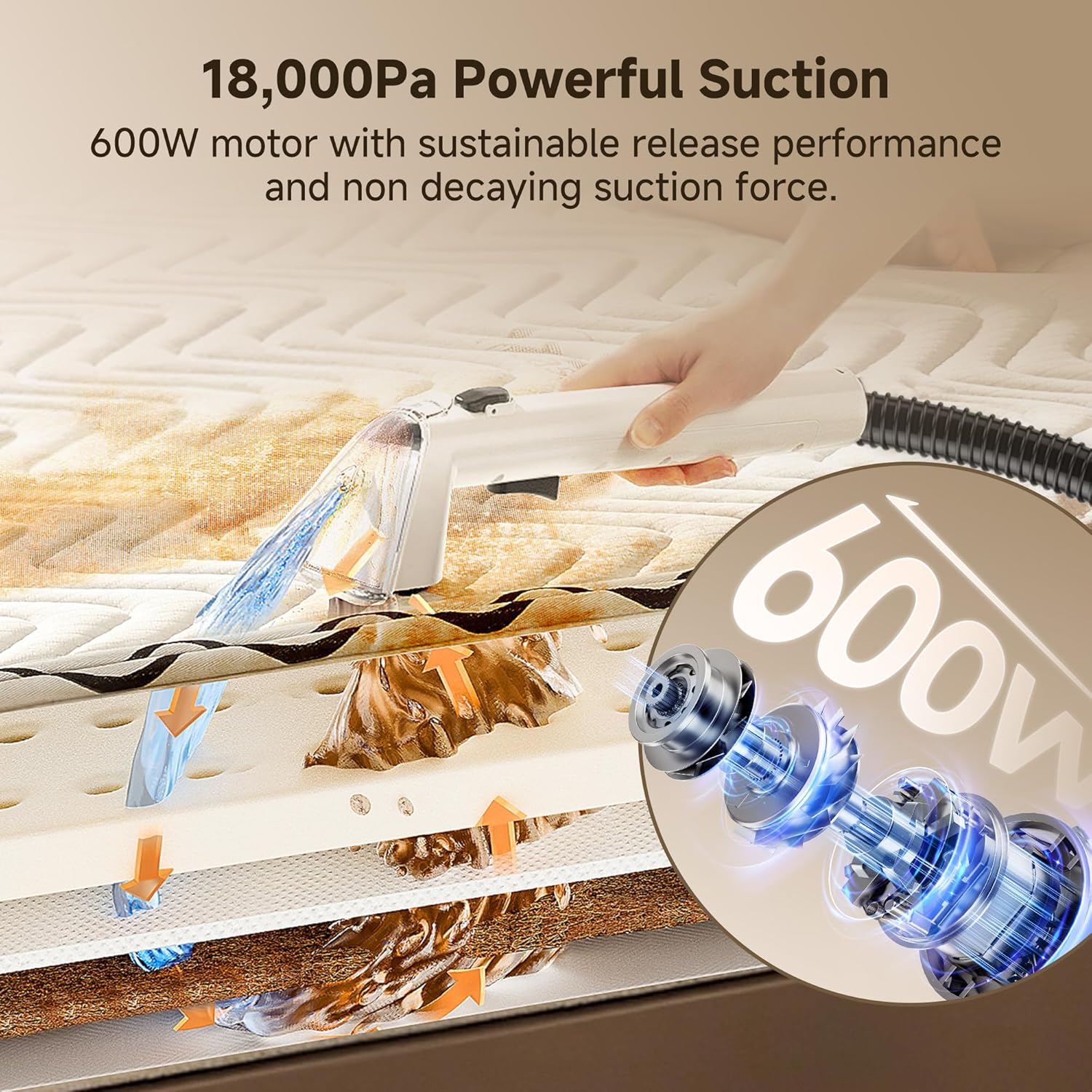 Detalle 2 de uwant Y100OXY Portable Carpet Cleaner, 18Kpa Suction and Pet Pro Solution