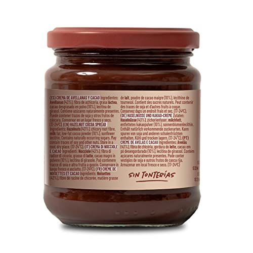 Detalle 1 de NATRULY Crema de Avellanas y Cacao sin azúcar y sin edulcorantes (43% avellana) – Pack 2 × 285 g