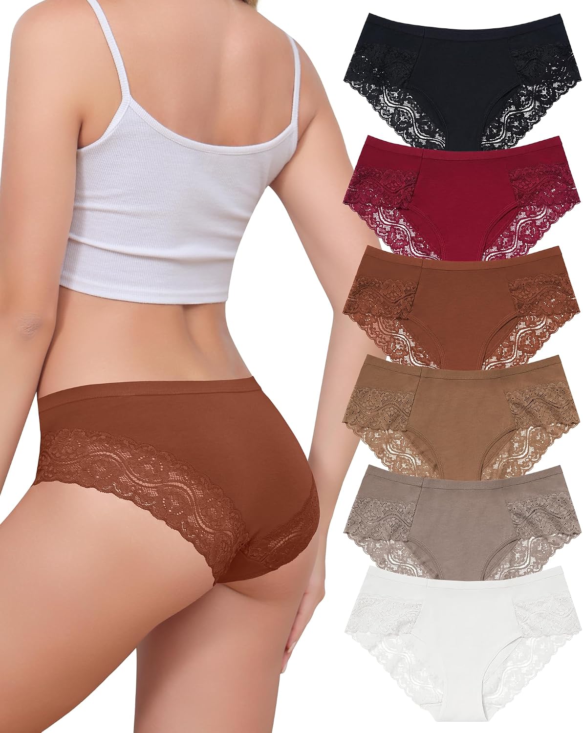 Thumbnail 6 de Aijolen Culotte Femme Coton Dentelle Lot de 6 đ©°