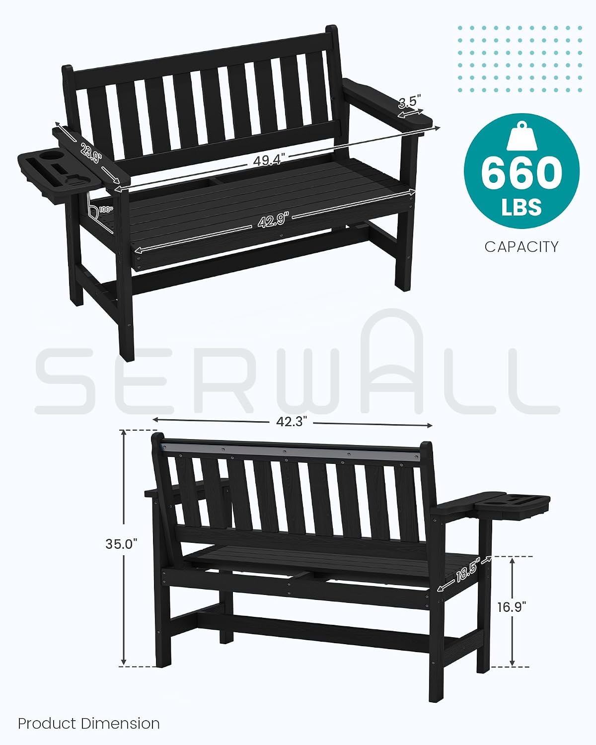 Detalle de SERWALL Outdoor Bench HDPE