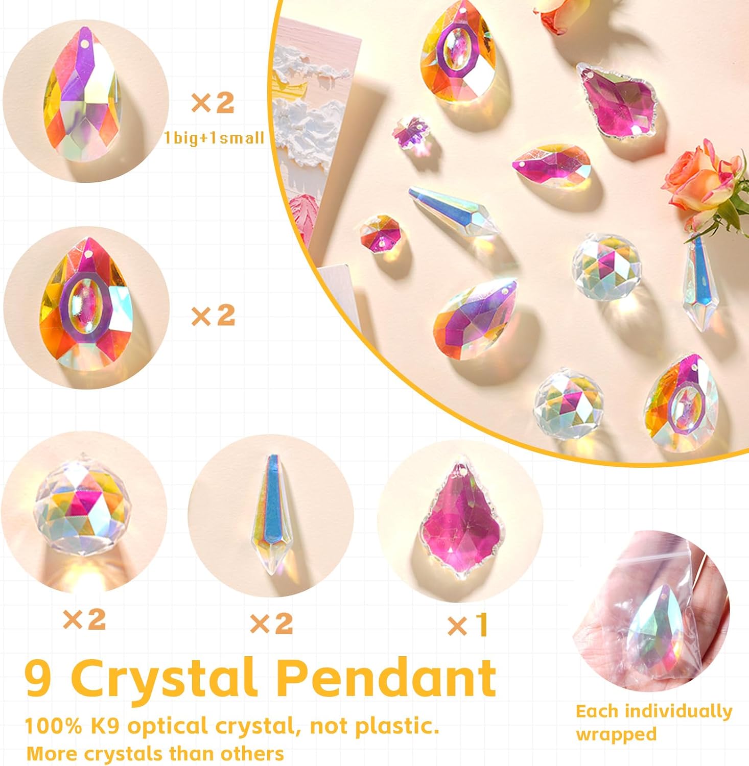 Detalle de Luzoybo 240PCS DIY Sun Catchers Making Kit for Adults – Crystal Prism Suncatchers with Rainbow Beads and Hanging Decor (Silver)
