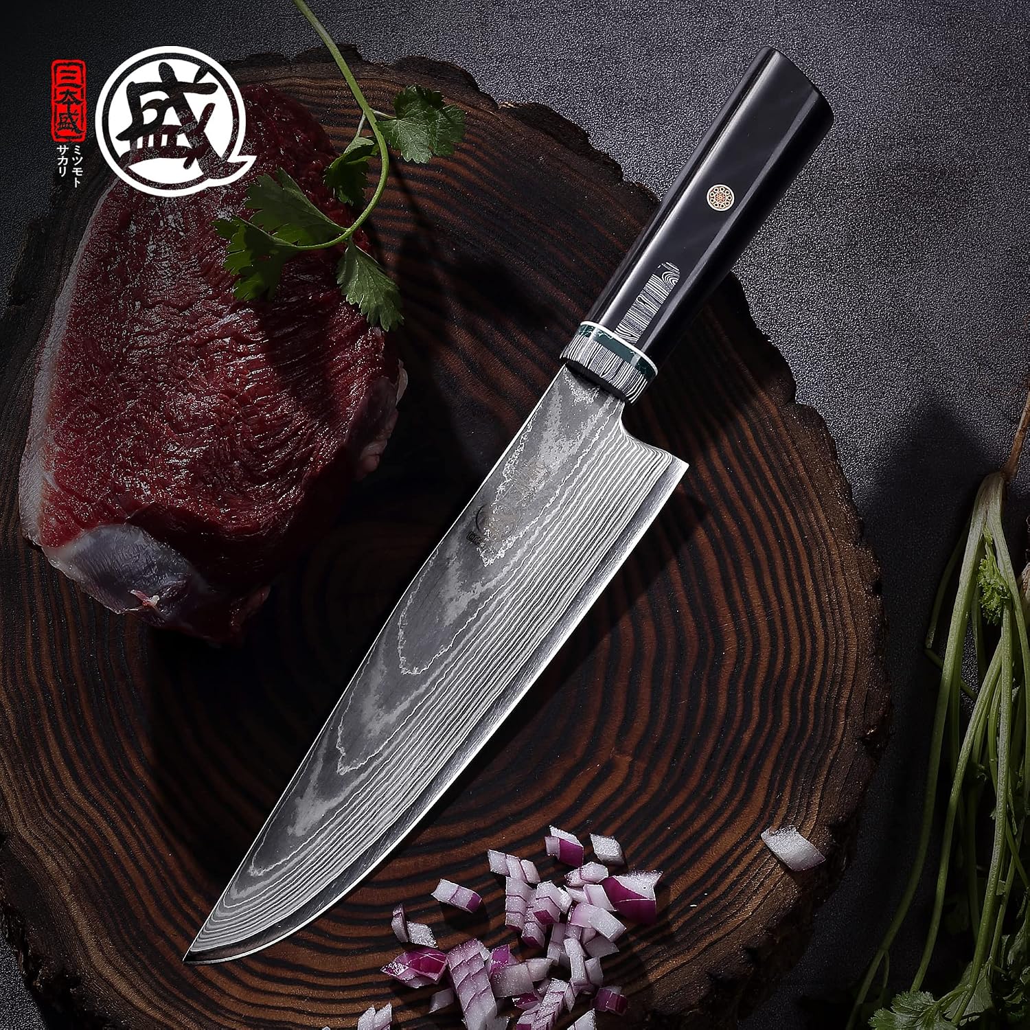 Thumbnail 1 de MITSUMOTO SAKARI 20 cm Gyuto-koksmes van HAP40-poederstaal