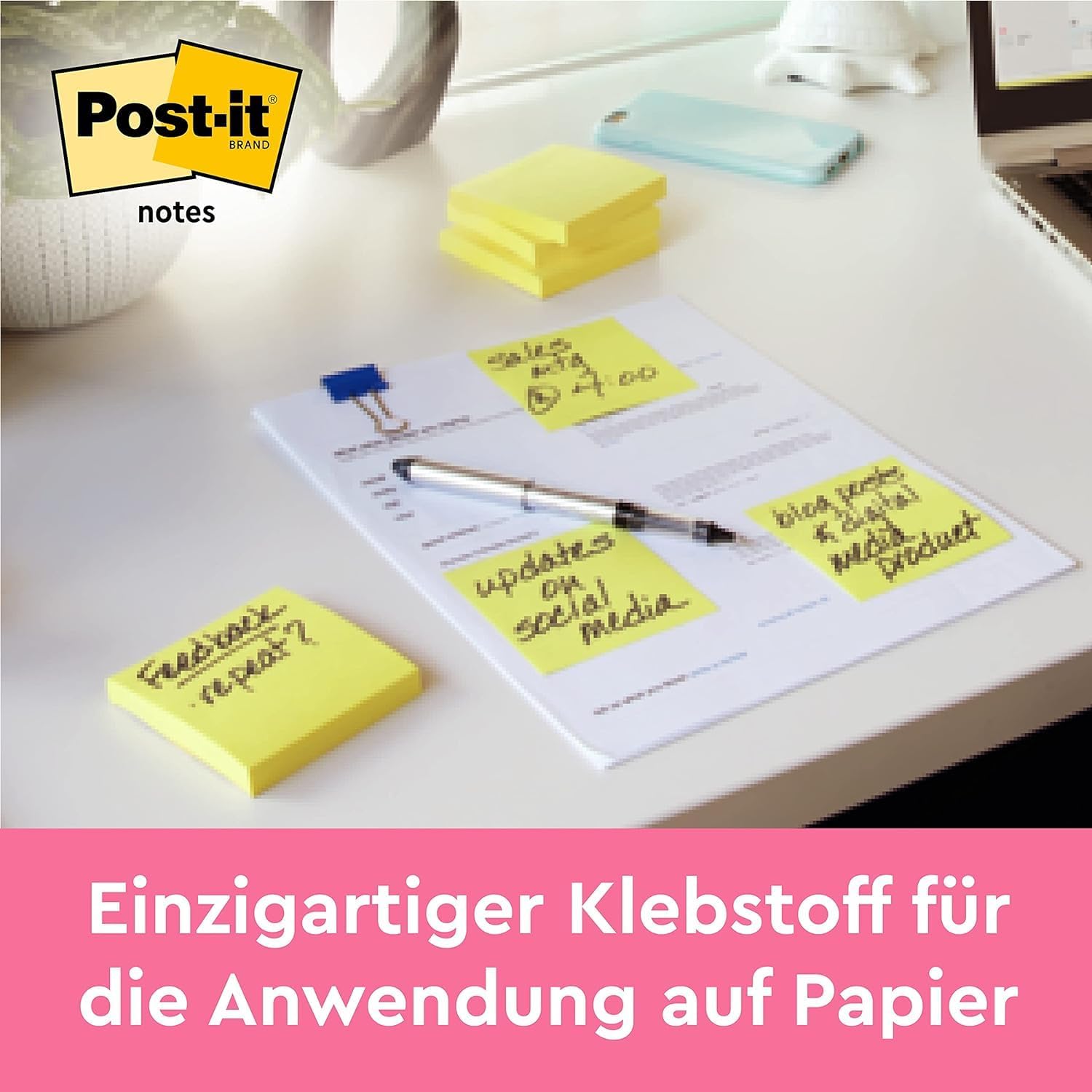 Thumbnail 5 de Post-it Notes Vorteilspackung: 18 Blöcke à 100 Blatt, 76 × 76 mm – verschiedene Farben (6 GRATIS)