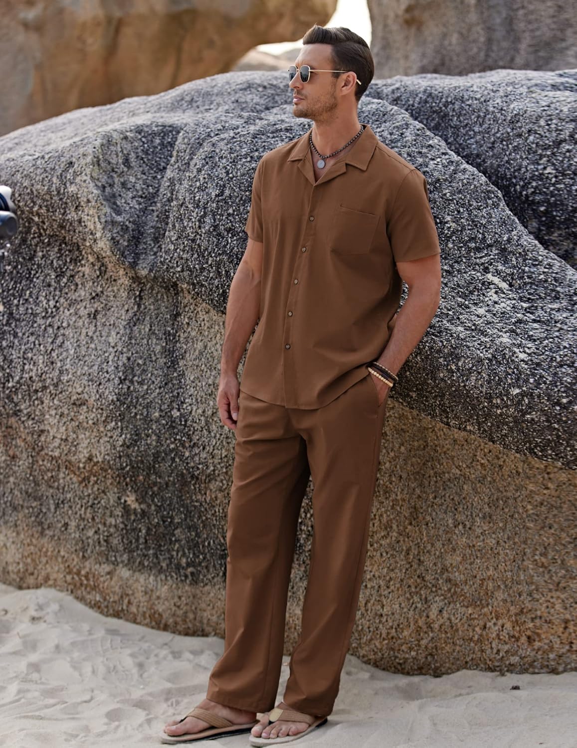 Detalle 2 de COOFANDY Linen Beach Set 2 Piece
