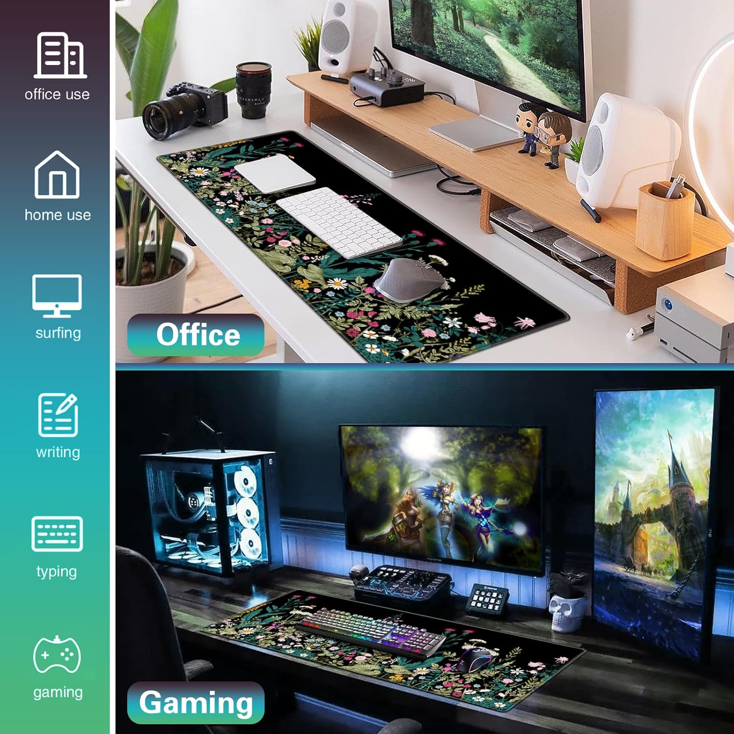 Thumbnail 6 de Acezeek XXL-Mauspad 900 x 400 mm mit genähten Kanten – rutschfeste Gummibasis, wasserabweisende Oberfläche