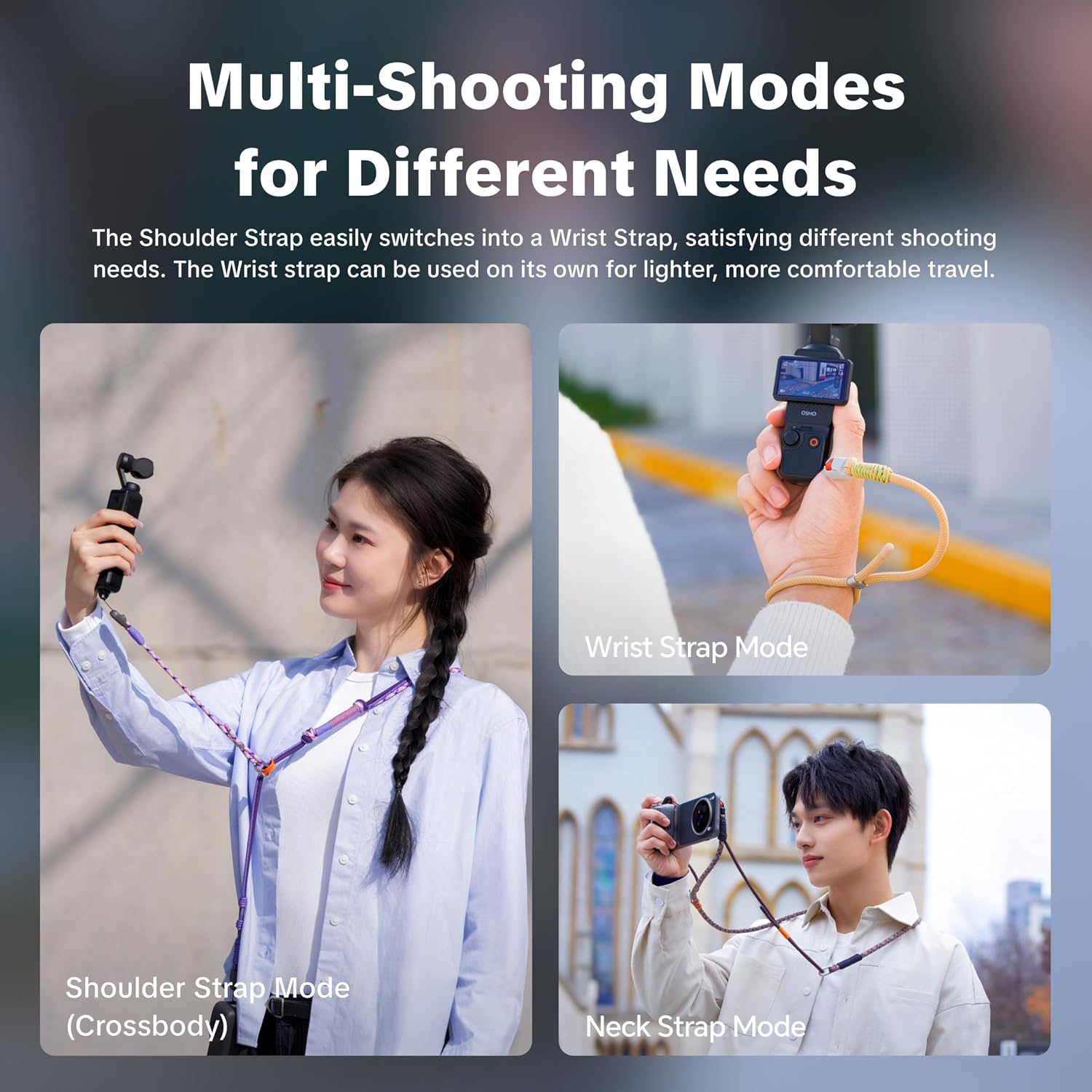 Thumbnail 1 de PGYTECH Camera Strap for DJI Osmo Pocket 3 — 2-in-1 Adjustable Neck & Wrist Strap with Mini Quick Release System