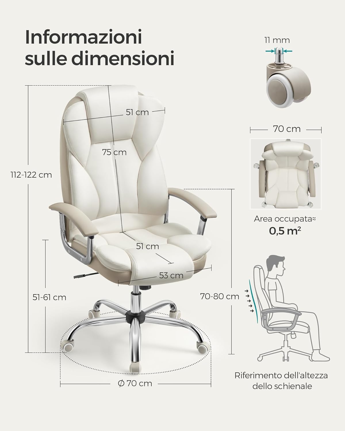 Thumbnail 2 de SONGMICS Sedia da Ufficio OBG057W01: comfort regolabile per studio e scrivania