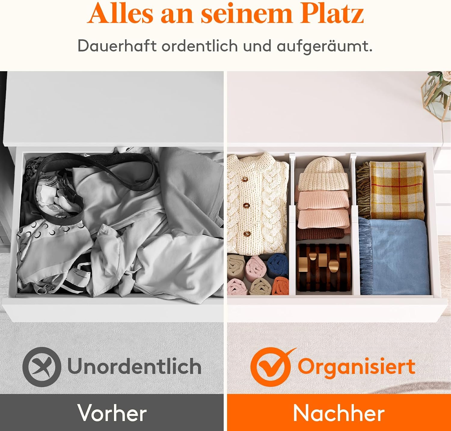 Thumbnail 6 de Lifewit 8er-Set Schubladentrenner, verstellbar (34–50 cm) für Küche, Kleiderschrank & Schreibtisch – weiß