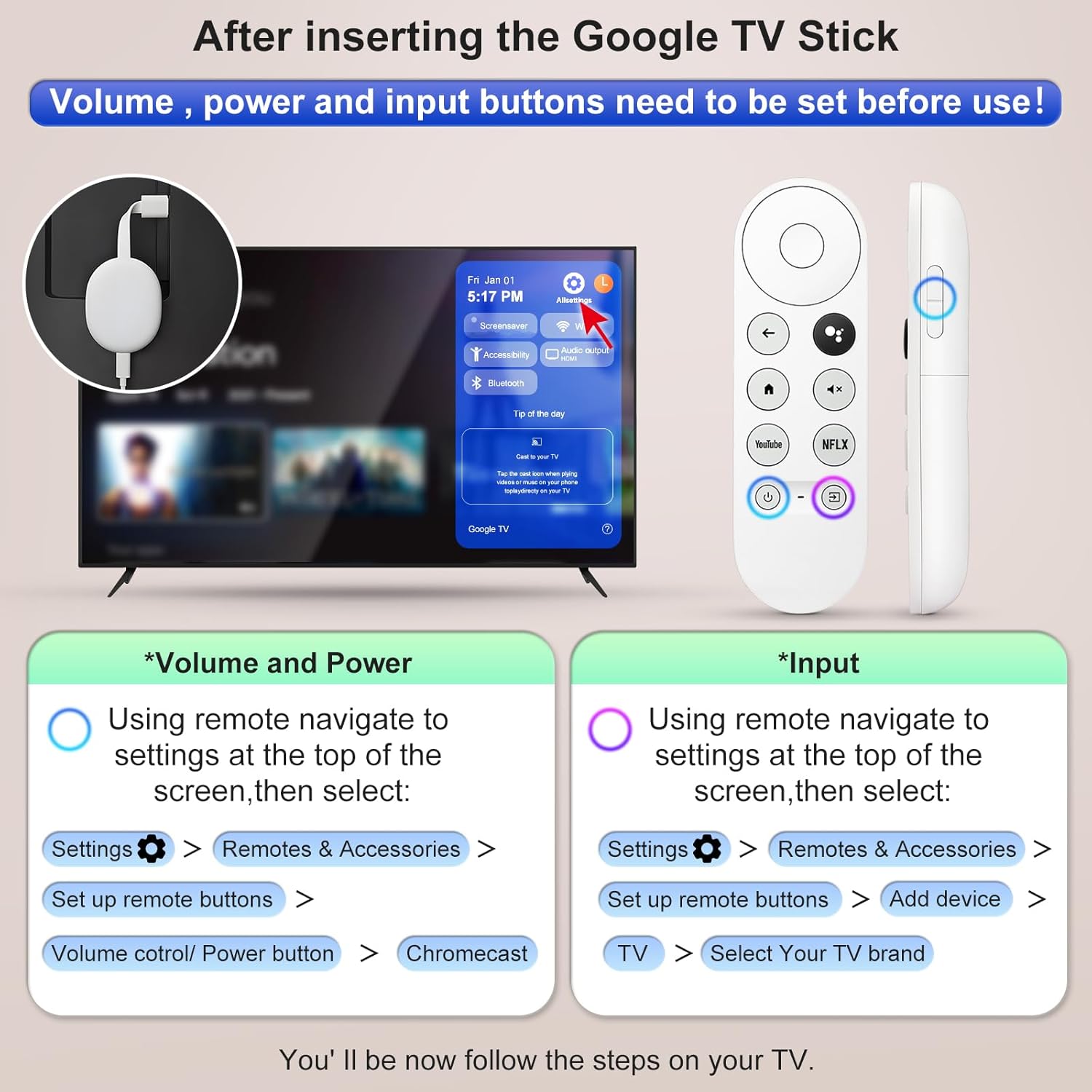 Thumbnail 5 de Voice Replacement Remote for Chromecast with Google TV (Snow) — G9N9N Voice Remote