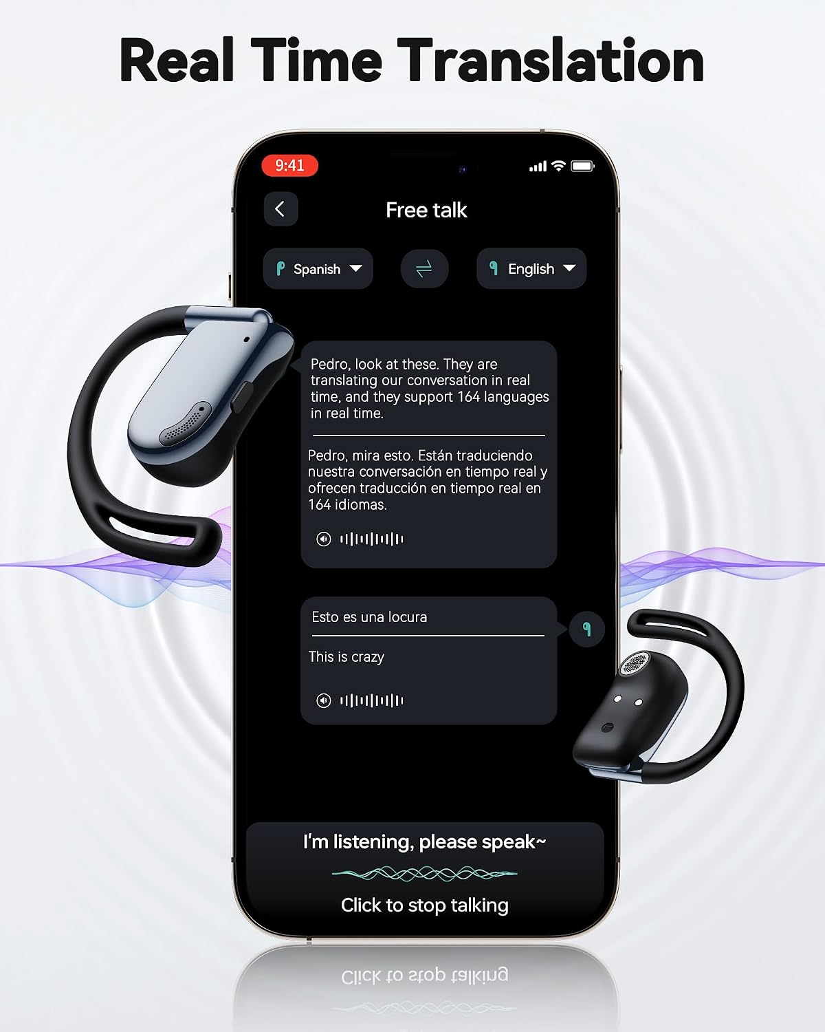 Detalle de Translation Earbuds Real Time 164 Languages AI Translator Ear Buds