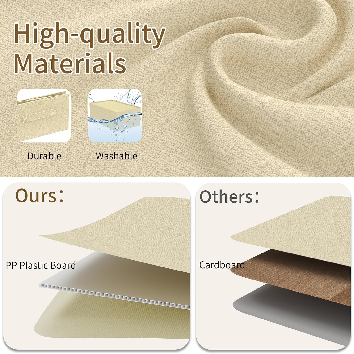Thumbnail 3 de ENUMAIL EN103BEGS-3 förvaringskorgar med handtag, 33 × 23 × 14 cm, 3-pack