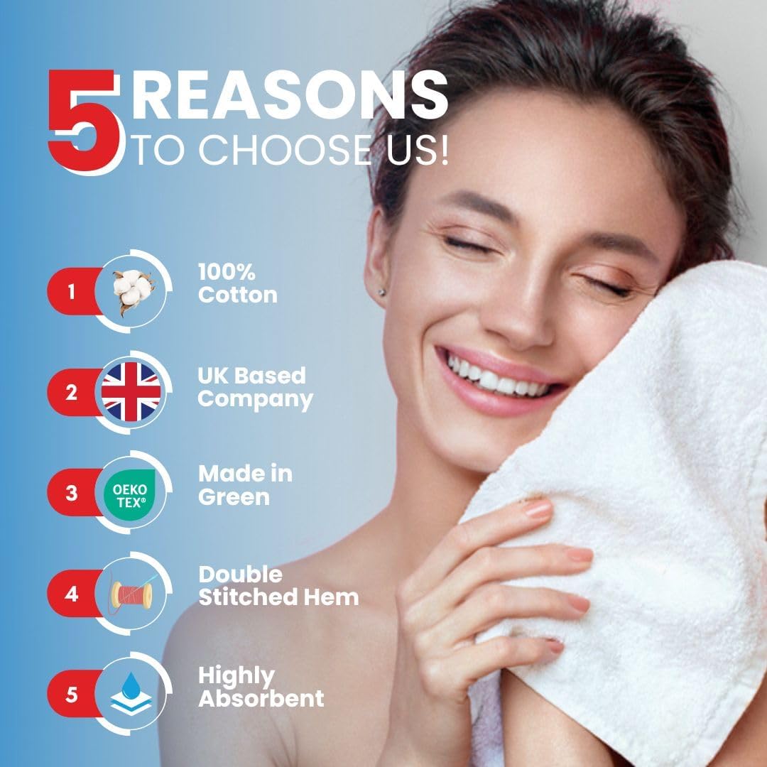 Detalle 2 de Infinitee Xclusives 12 Pack 100% Cotton Face Cloths (30x30 cm) in Brilliant White