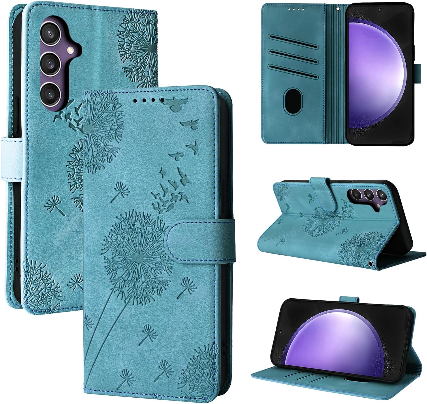 Detalle de Rostsant Flip Case für Samsung Galaxy S24 FE 5G – Blau, Brieftasche mit Magnetverschluss