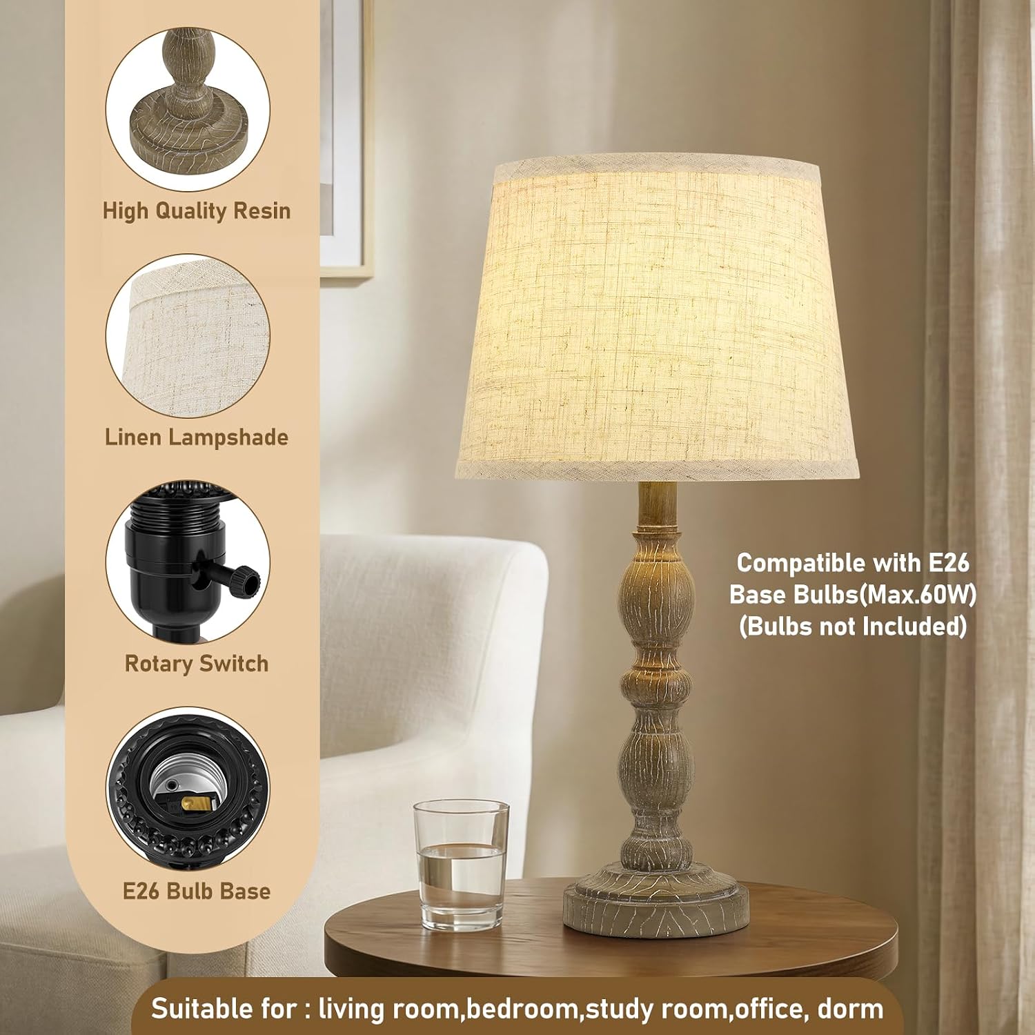 Detalle de Table Lamps Set of 2, 20.5-inch