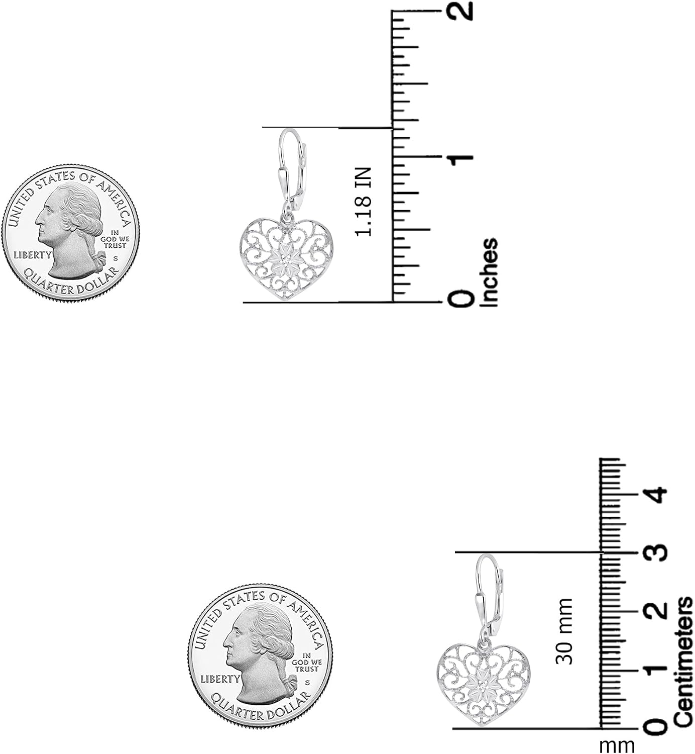 Thumbnail 3 de LeCalla 925 Sterling Silber Hebel Ohrringe 30 mm