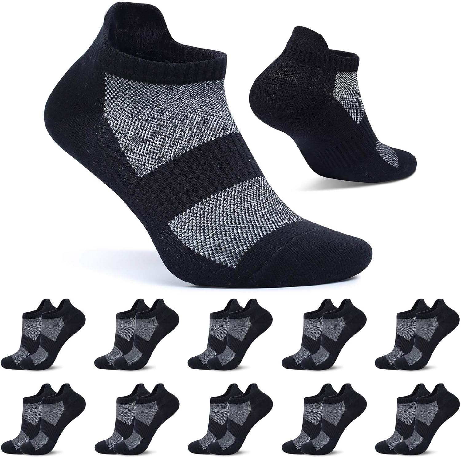 Detalle de FALARY 10 Paar Sneaker Socken – atmungsaktive Baumwoll-Sportsocken für Herren & Damen