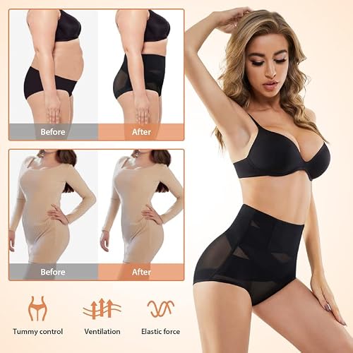 Detalle de SIMIYA Women Tummy Control Knickers High Waisted Shapewear – Black
