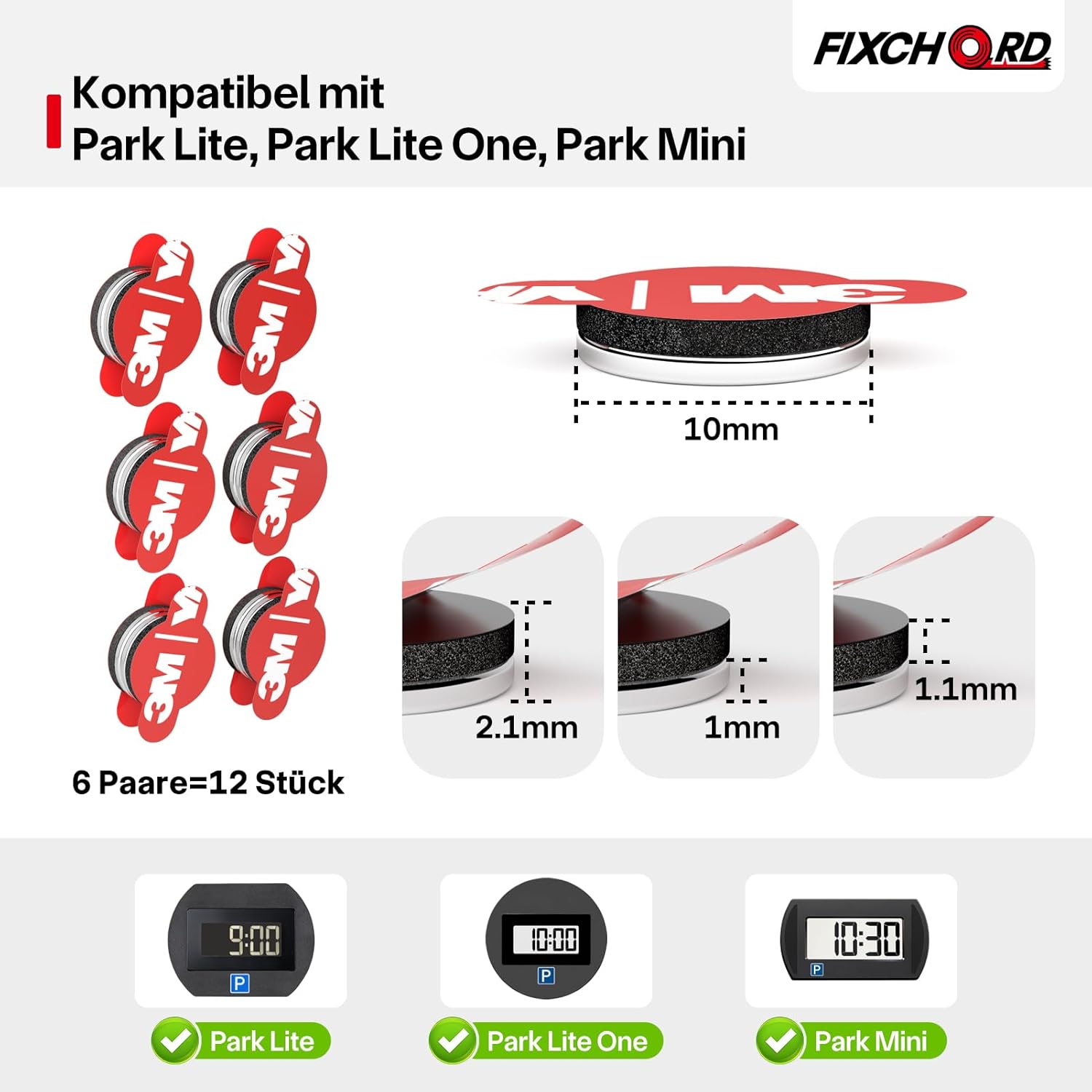 Thumbnail 1 de Elektronische Parkscheibe Klebepads für Needit Park Lite & Co. – 12 Magnet-Ersatz-Klebepads
