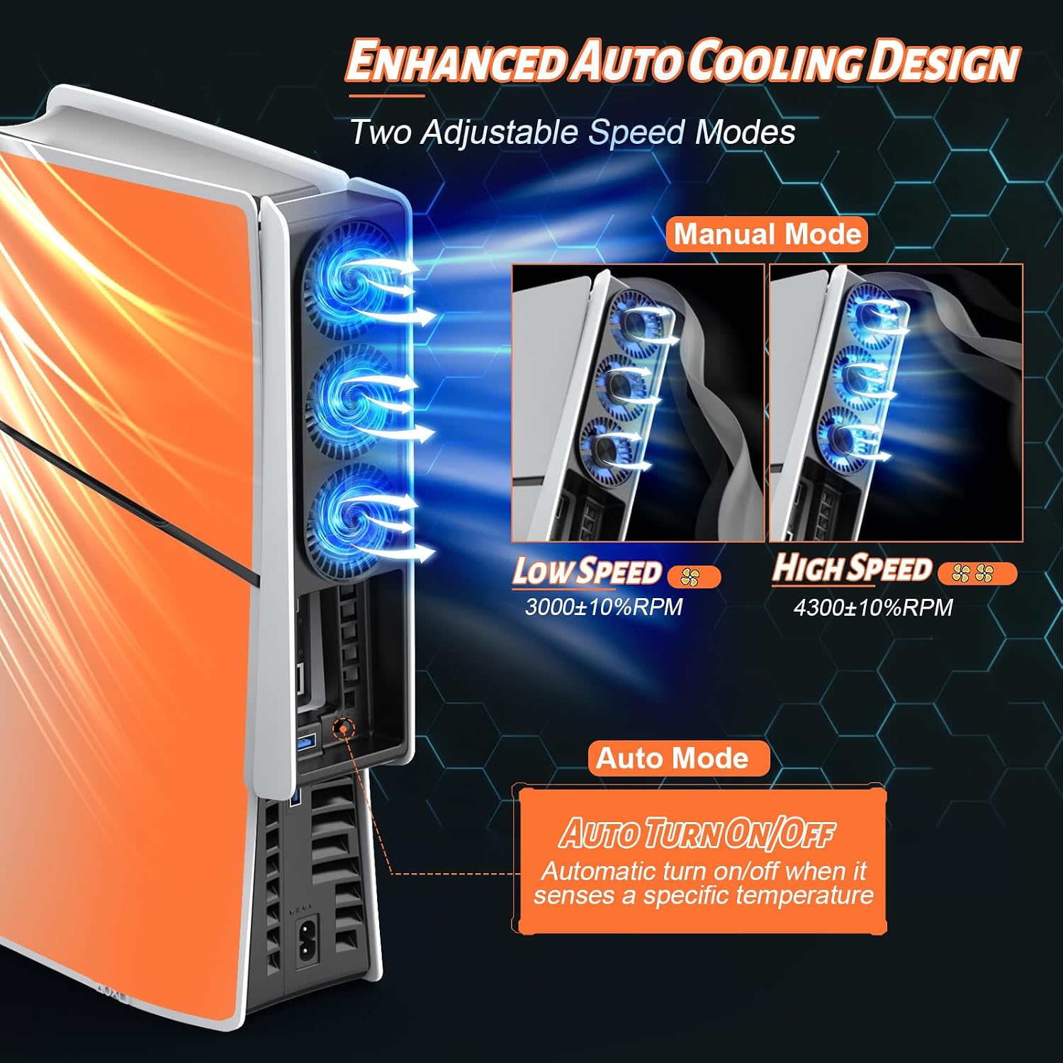 Detalle 2 de QYCHHJ PS5 Slim adjustable cooling fan 2-speed