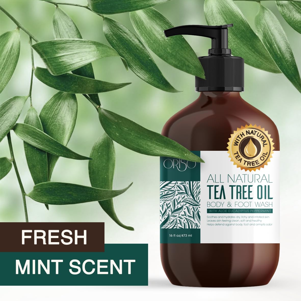 Detalle 2 de ORISO 190513-33BB Tea Tree Oil Body Wash, 16 oz, Aloe, Sulfate-Free