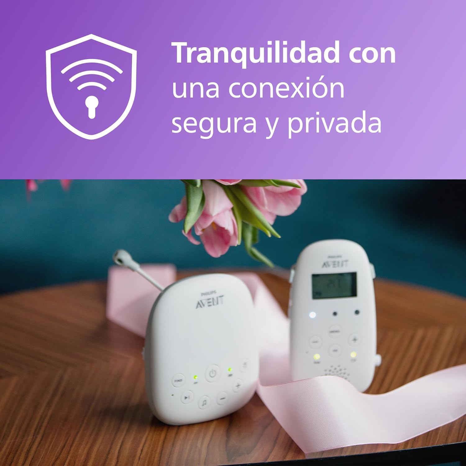 Detalle de Philips Avent SCD713/26: Vigilabebés Audio DECT con Luz 🌙