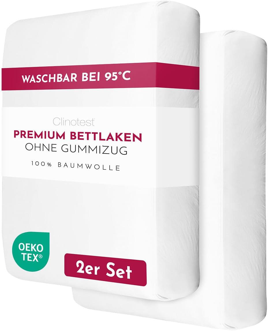 Thumbnail 6 de Clinotest Bettlaken 150x200 cm 100% Baumwolle, Ohne Gummizug, Premium Flachbettlaken