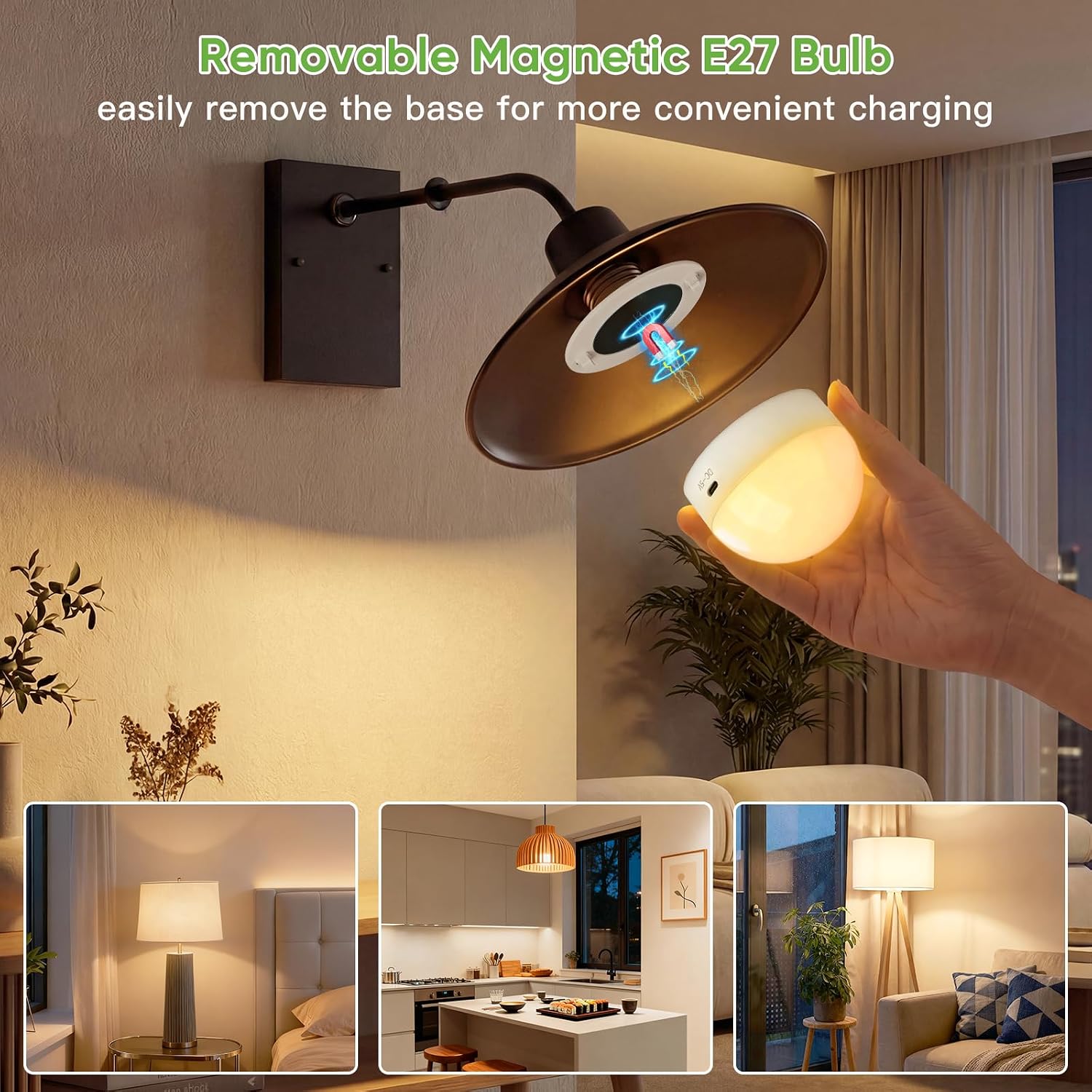 Detalle de Kimjo D0905 E27-ledlampen, oplaadbaar en dimbaar met afstandsbediening