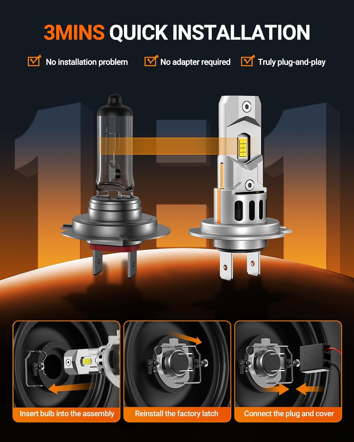 Thumbnail 6 de SEALIGHT H7 40000LM Lampadina LED 140W