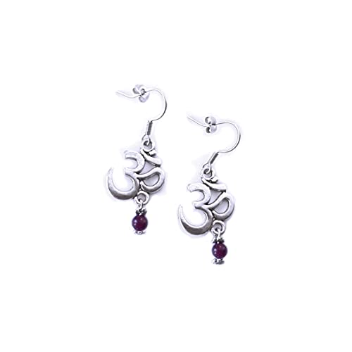 Thumbnail 6 de Simboliks OM Pendientes de protección Reiki con mineral amatista y símbolo Om boho chic
