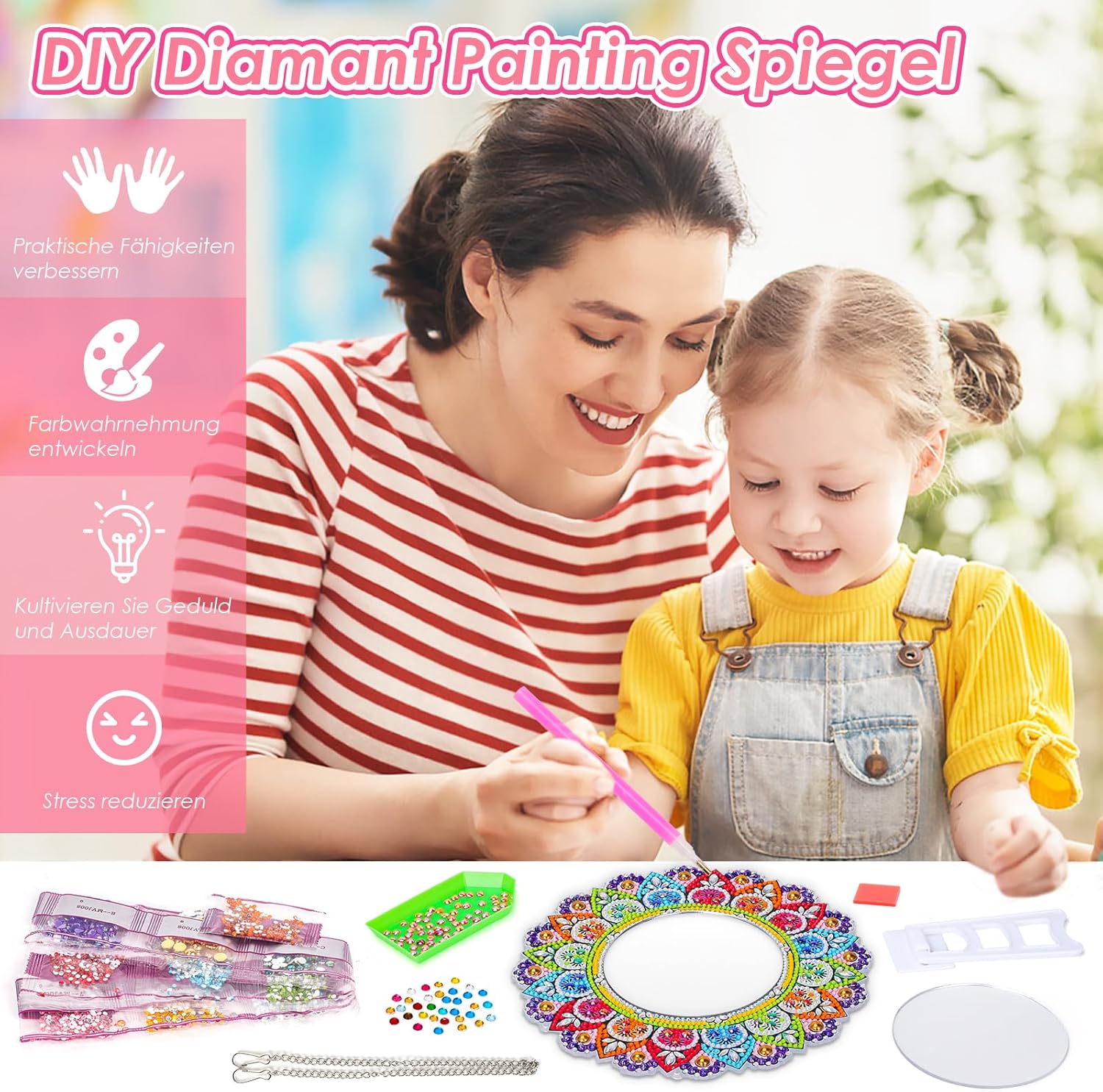 Thumbnail 2 de Geschenk Diamond Painting Spiegel für Mädchen 6–12