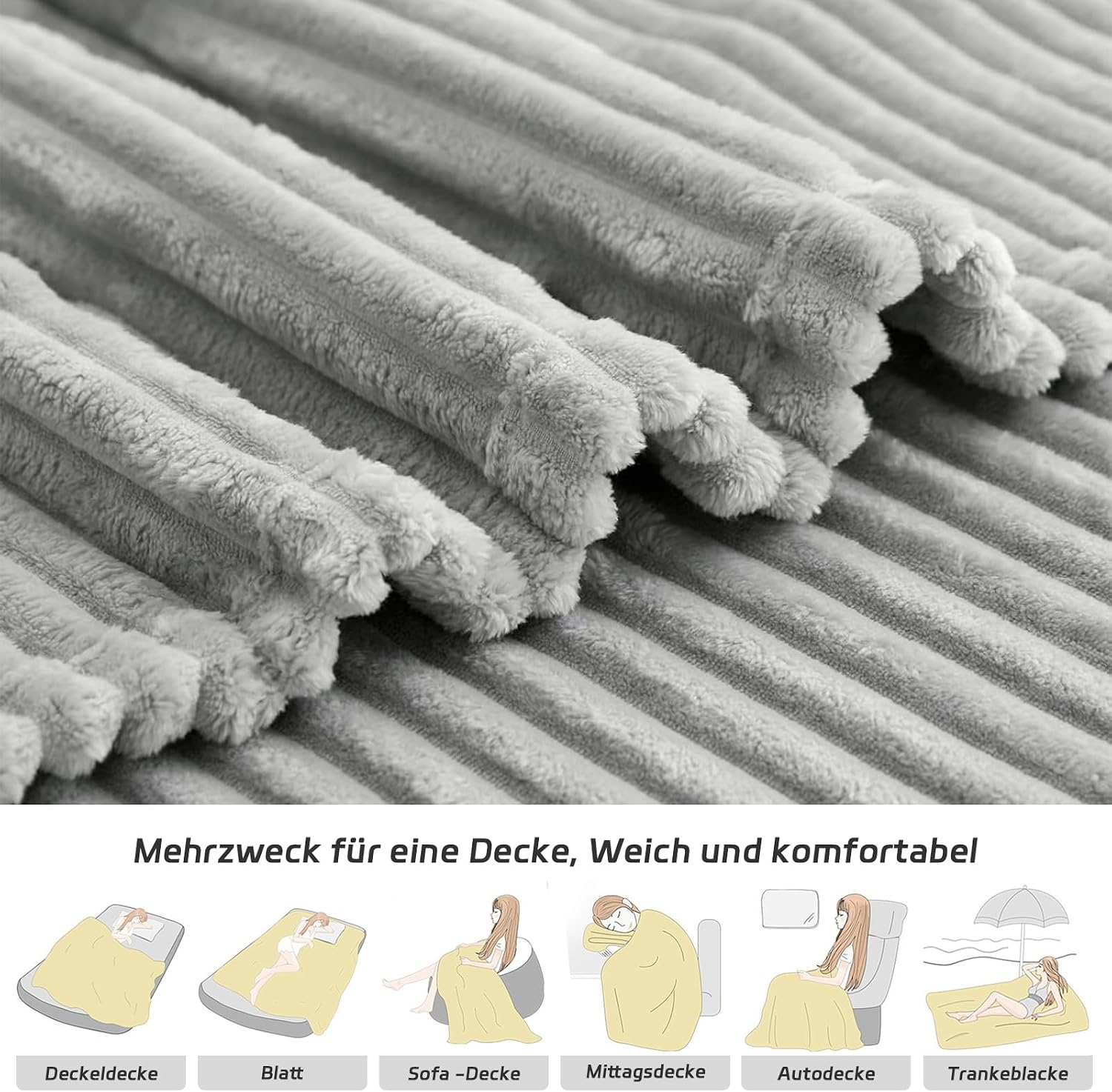 Detalle de QOFLY Kuscheldecke Flanell 200 x 230 cm