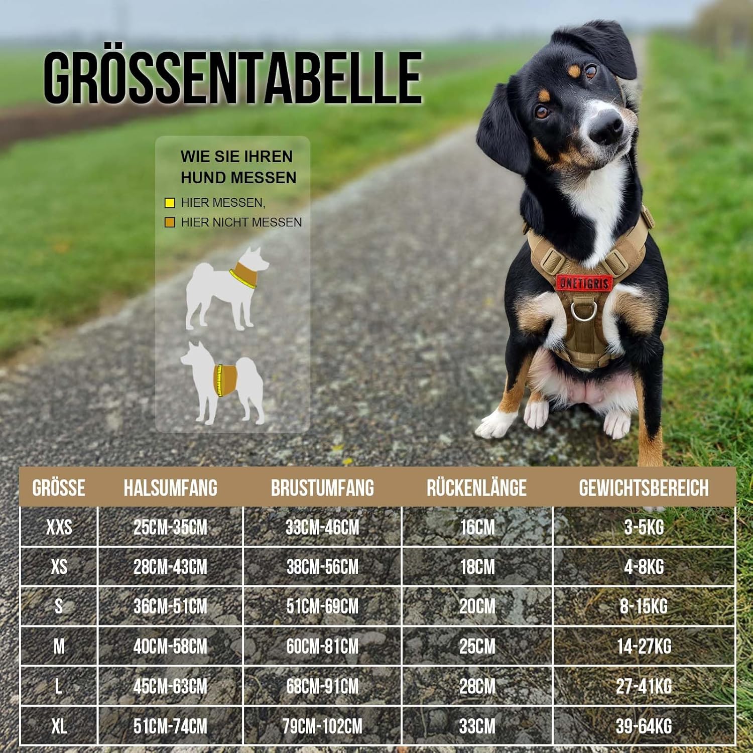 Detalle 2 de OneTigris Fire Watcher – Harnais tactique pour chien taille L, cordage nylon 1000D et poignée