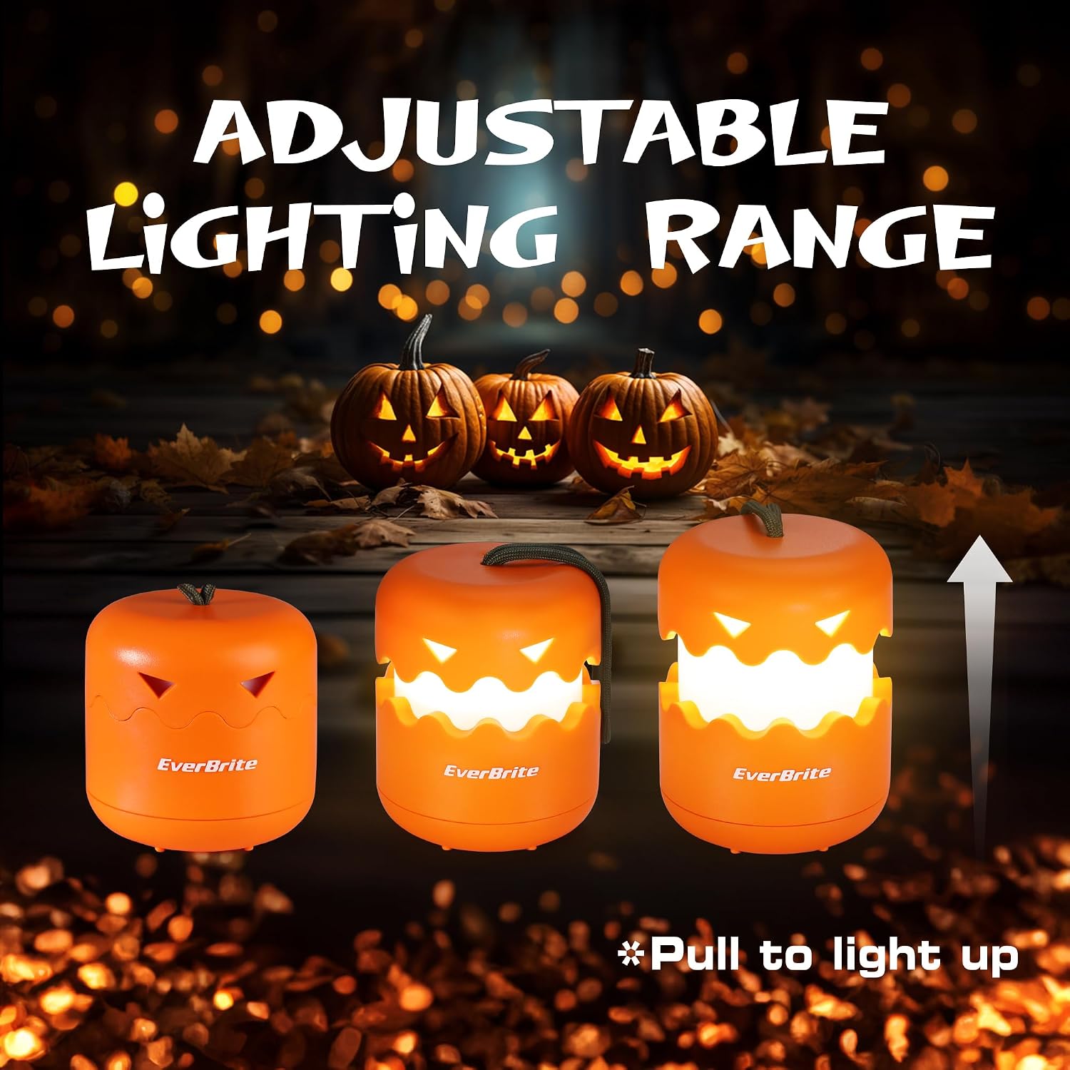 Detalle de EverBrite E041044A led-pompoenlantaarns, 3 stuks met warm 360°-licht