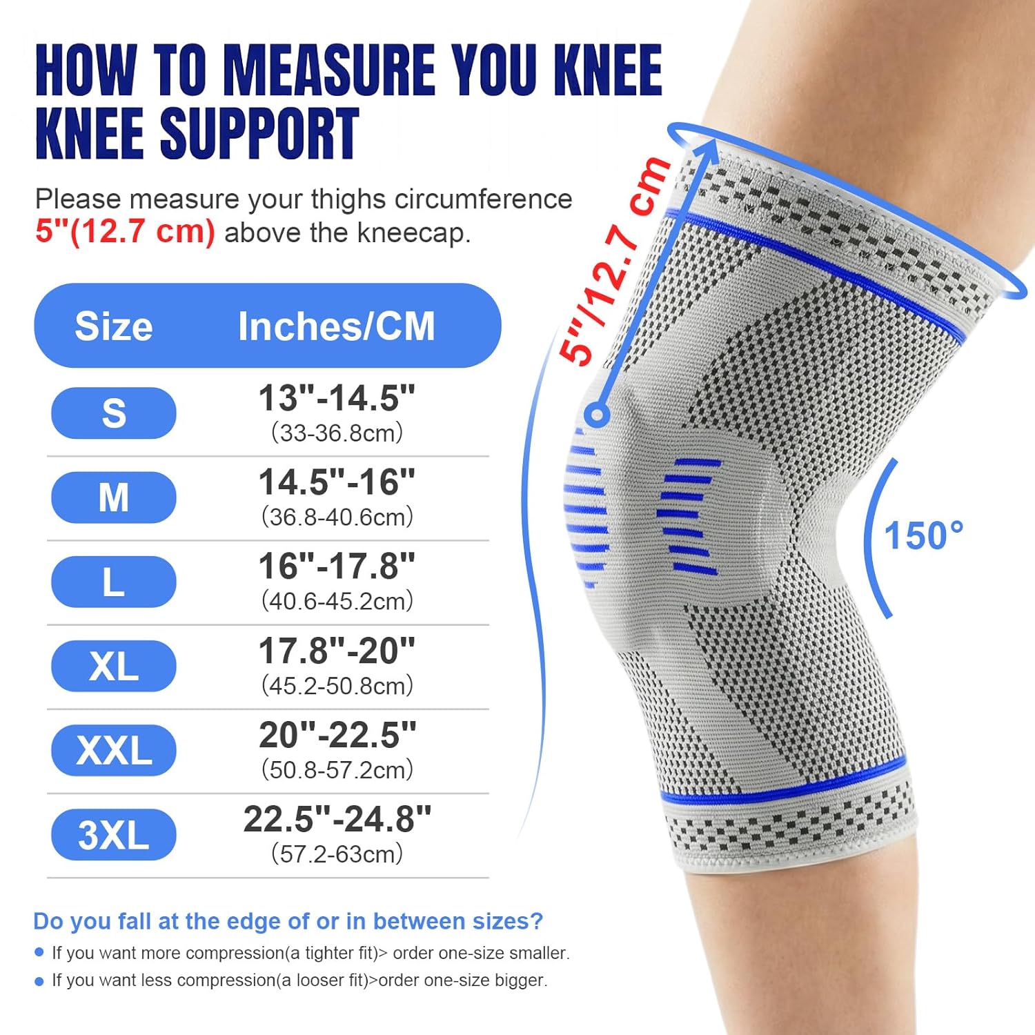 Thumbnail 4 de Lexniush Professional Knee Support – Patella Gel Pads, Spring Stabilizers & Anti-Slip Sleeve (Grey, Size L) for Arthritis, Pain Relief and Sports