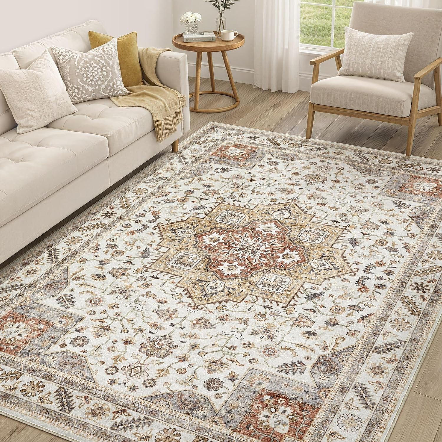 Thumbnail 6 de 8ft Round Vintage Area Rug 8x8
