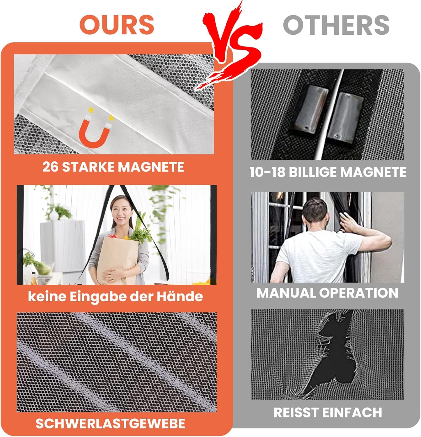 Thumbnail 4 de DIKER Magnetic Fly Screen Door (100 x 200cm) – no-gap insect protection with magnetic strips