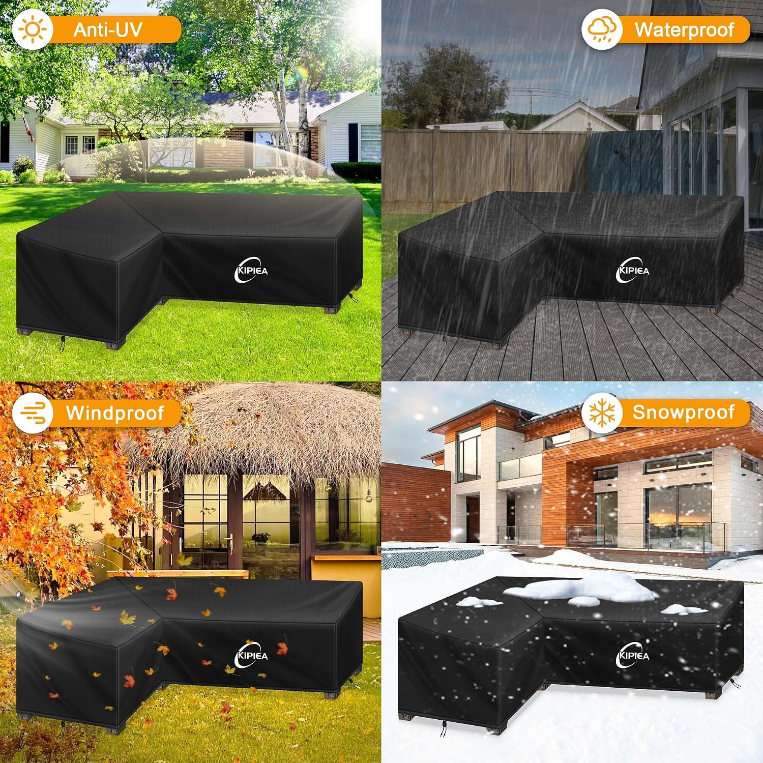 Thumbnail 6 de Kipiea L Shaped Garden Furniture Cover: Waterproof 420D Oxford, Windproof & UV-Resistant