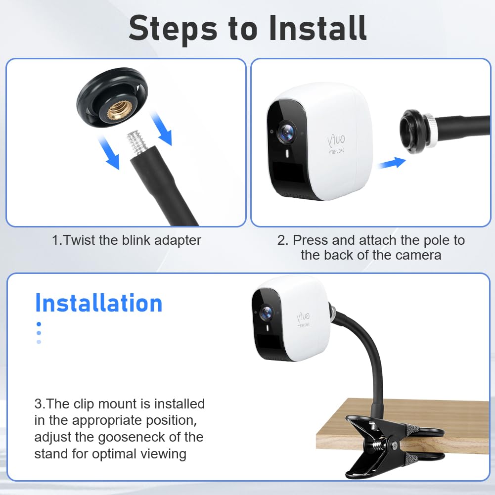 Thumbnail 2 de OFFCUP supporto da parete per telecamere di sicurezza interno/esterno (2 pezzi), collo regolabile a clip