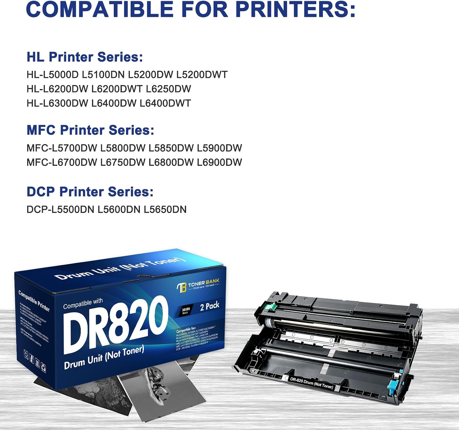 Thumbnail 5 de Toner Bank DR820 DR-820 Drum Unit, Black 2-Pack for Brother Printers