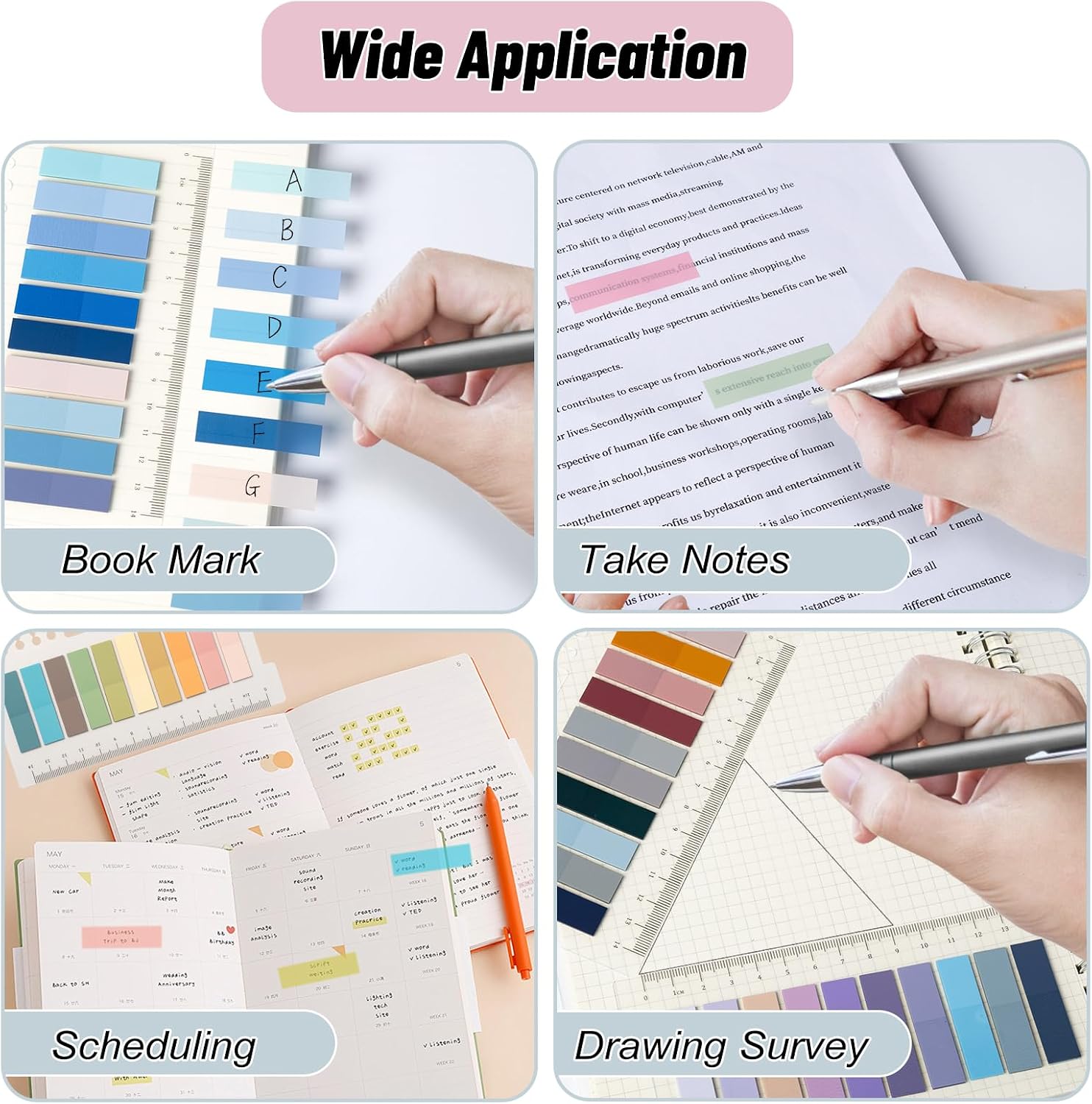 Thumbnail 5 de SUNACME Sticky Tabs, 1,600 Writable Transparent PET Index Tabs with Ruler