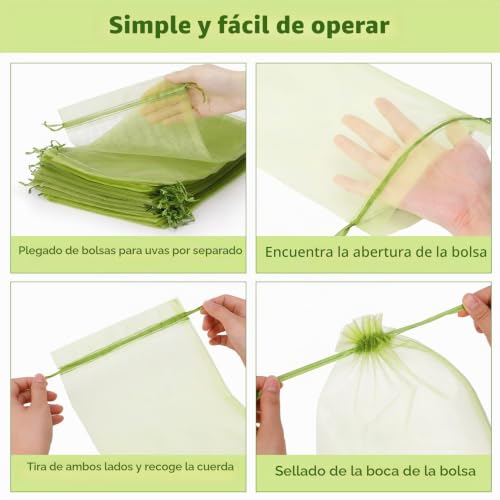 Thumbnail 4 de 60 Piezas de Bolsas para Uvas en Parra con Cordón de Vegamall (Organza 20x30 cm) + 5 Placas Adhesivas Antiinsectos