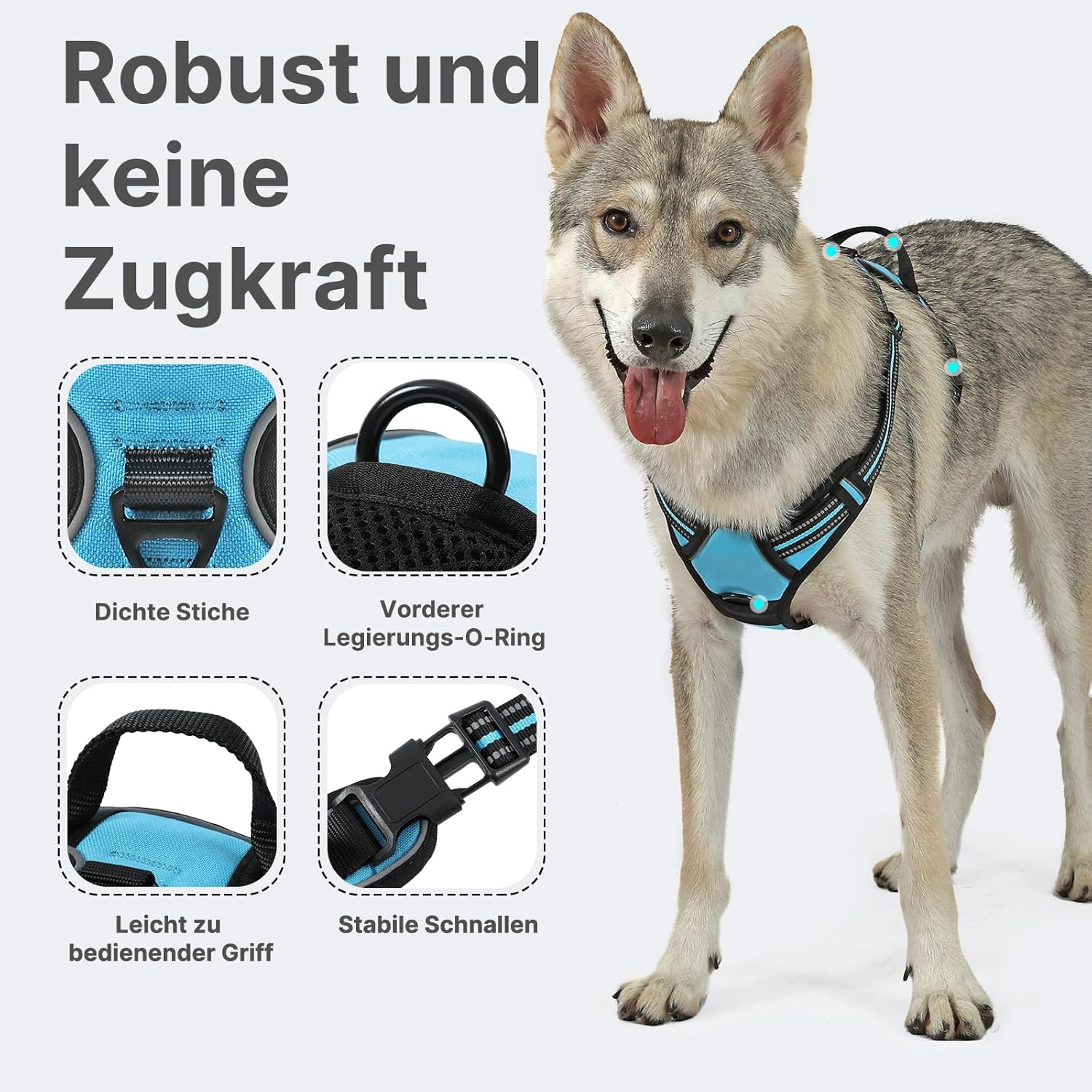 Detalle de Demigreat Hundegeschirr: Gepolstertes Anti-Zug-Brustgeschirr für mittelgroße bis große Hunde
